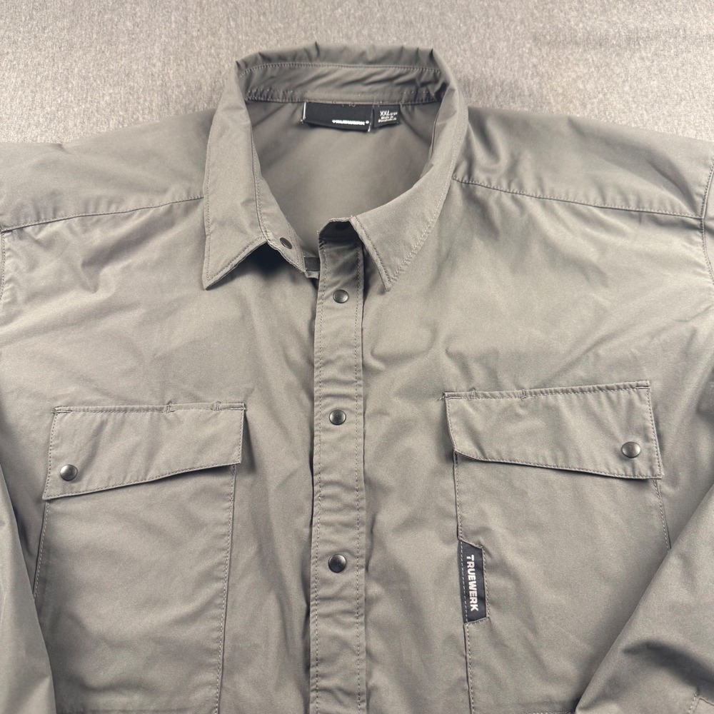 TrueWerk B1 Sun Shirt Mens XXL Gray Long Sleeve Snap Front Work Shirt TW